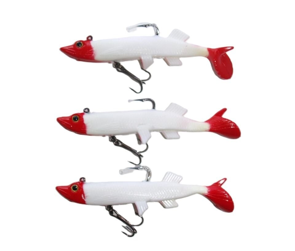 3 Adet Genba Turna Silikon Yem Kırmızı Beyaz 22.3 gr 12 cm Renk: 318