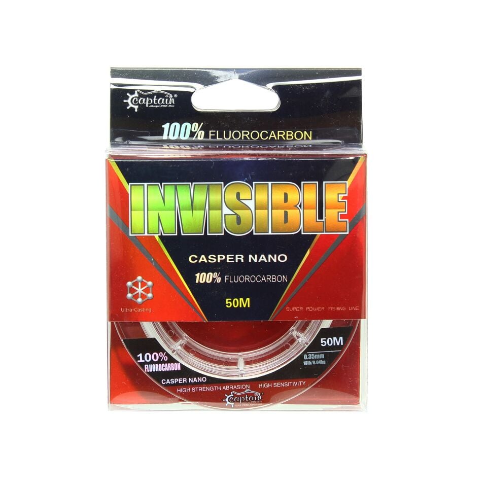Captain Casper Nano %100 Fluorocarbon Misina 50 mt Şeffaf