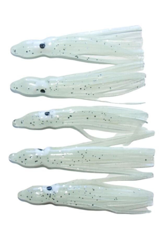 5'li Paket Ahtapot Silikon Yem 14 cm Fosforlu Yeşil