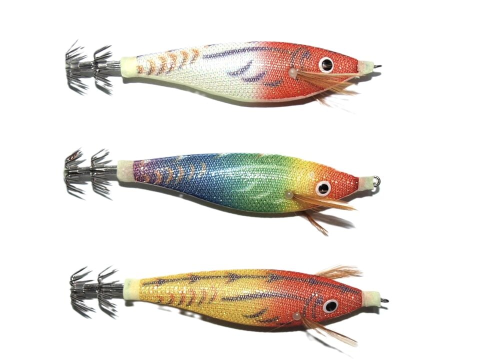 3'lü set Sasa Renkli Simli Kumaş Fosforlu Kalamar Zokası 7 cm 9 gr