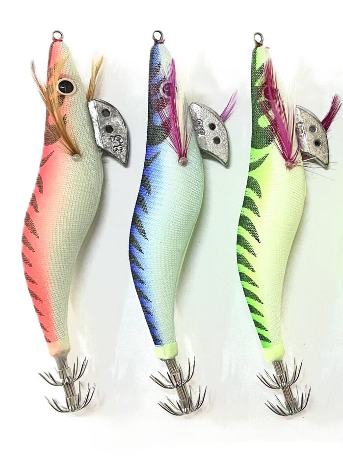 3'lü Set Sasa 3.5 Kurşunlu Fosforlu Kalamar Zokası 13 cm 20 gr