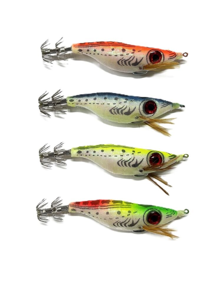 4'lü set Sasa Kocagöz Parlak Kumaş Fosforlu Kalamar Zokası 7 cm 9 gr