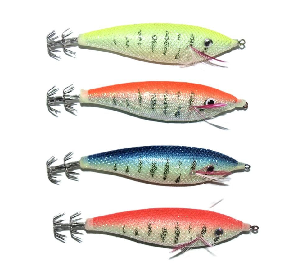 4'lü Set Sasa Simli Kumaş Fosforlu Kalamar Zokası 9 cm 18 gr