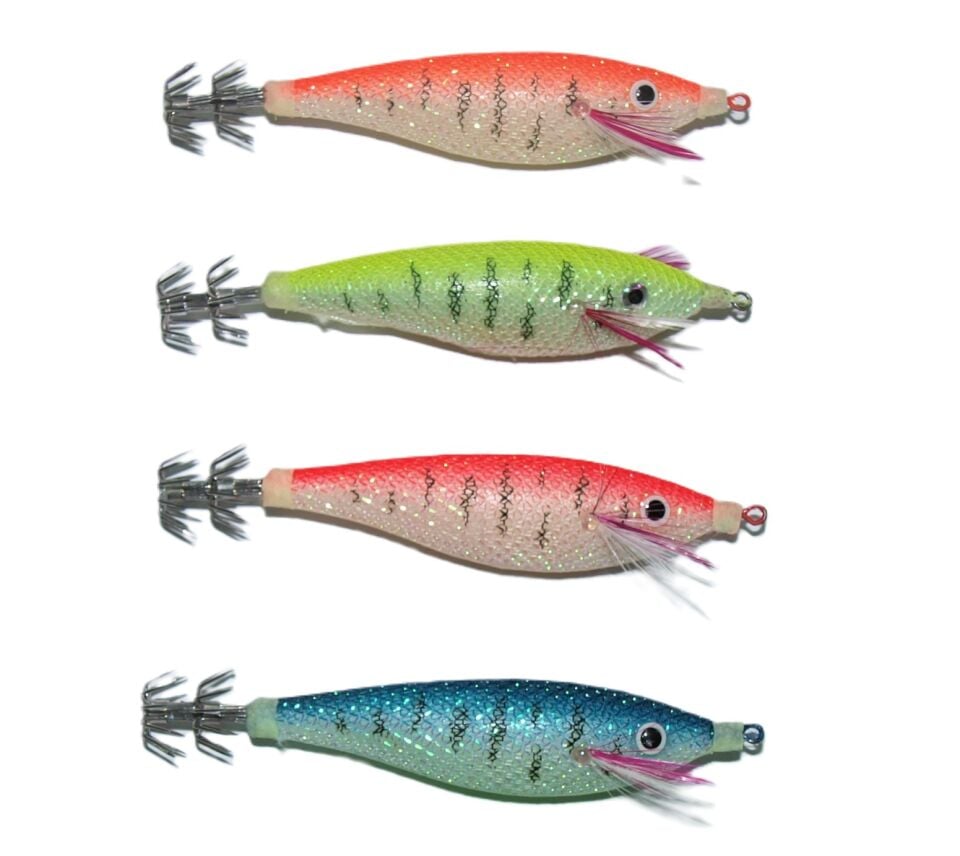 4'lü Set Sasa Simli Kumaş Fosforlu Kalamar Zokası 7 cm 12 gr